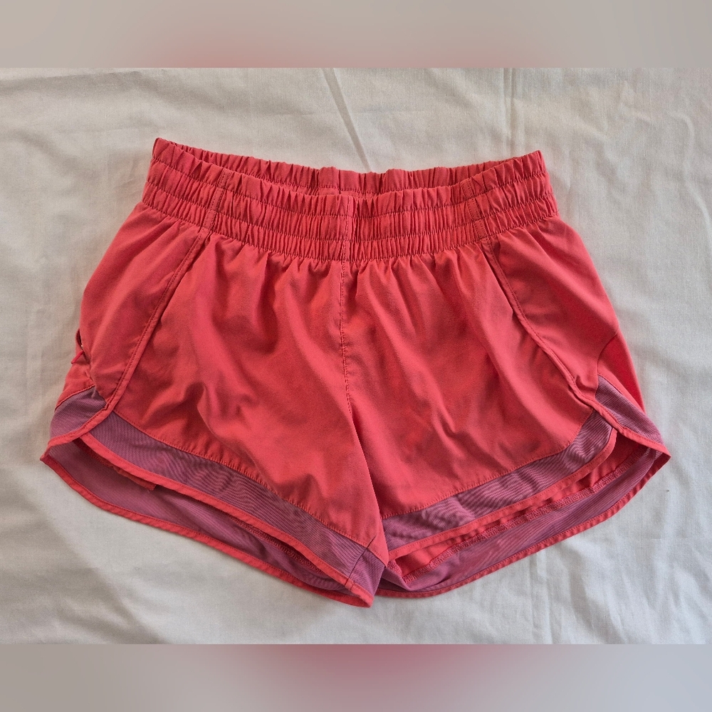 Athleta Women's Pink Shorts Purple MeshAccent Size XS Zippered Pocket Key Pocket